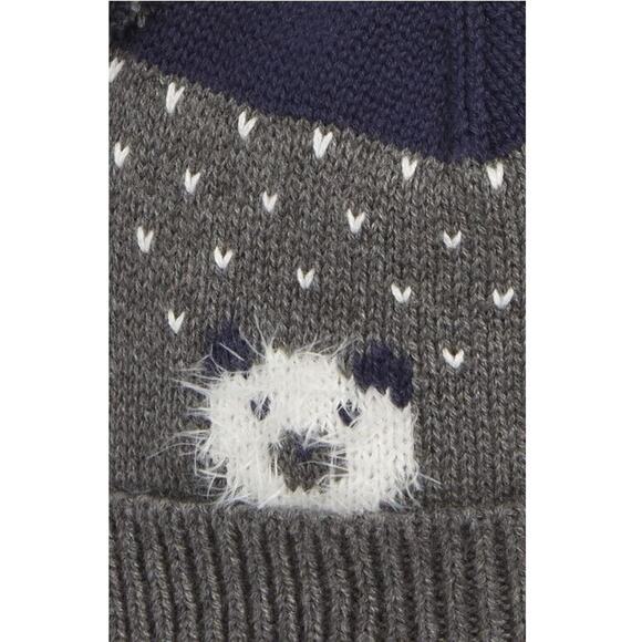 Tucker+Tate Baby Boy Grey Cotton Cable Knit Double Pom Winter Hat Size 18-24M - Picture 2 of 2